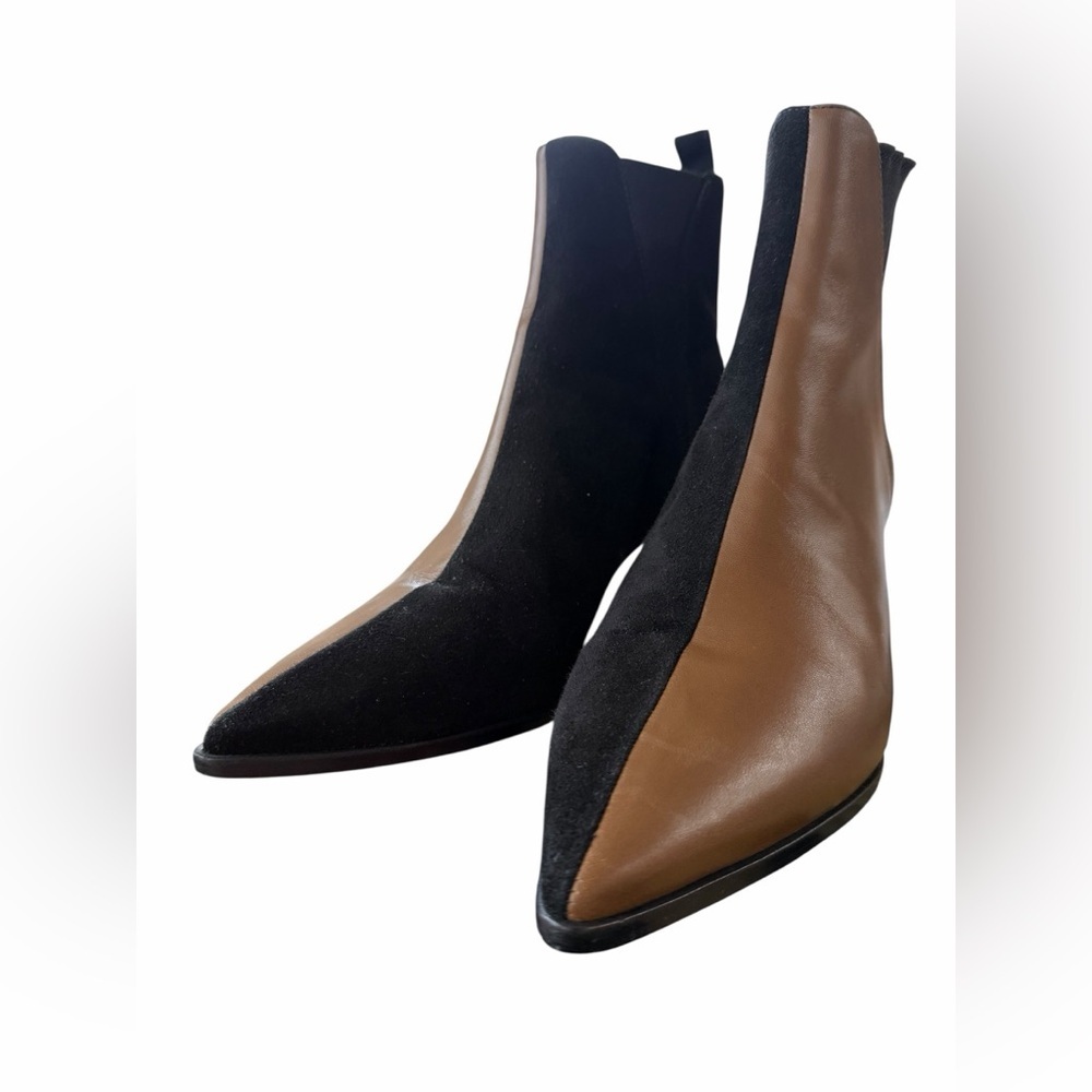 Mercedes Castillo Eletta Brown/Black Pointed Toe Chelsea Boot Leather/Suede 8.5